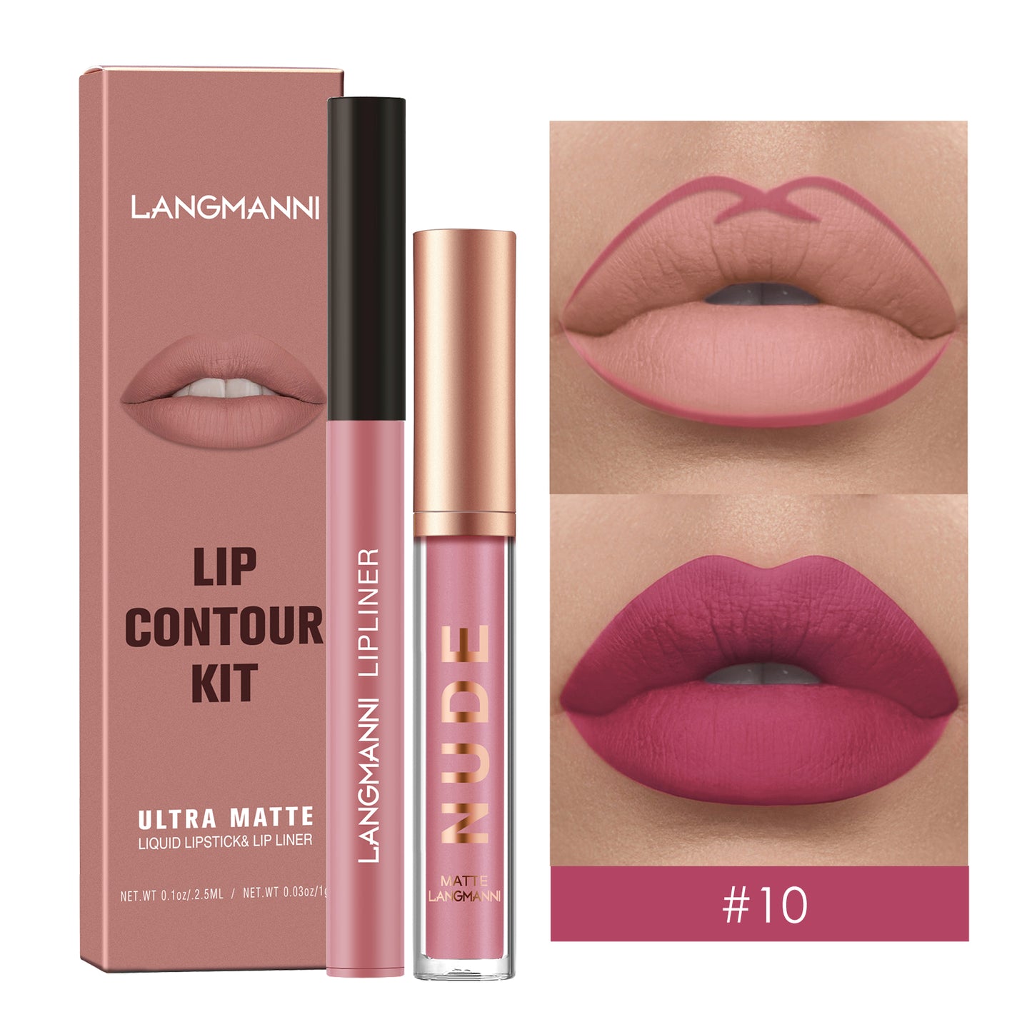 Kit Gloss e Lapis Labial Efeito Matte Langmanni