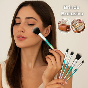 Kit 8 Pincéis Maquiagem Profissional com Estojo