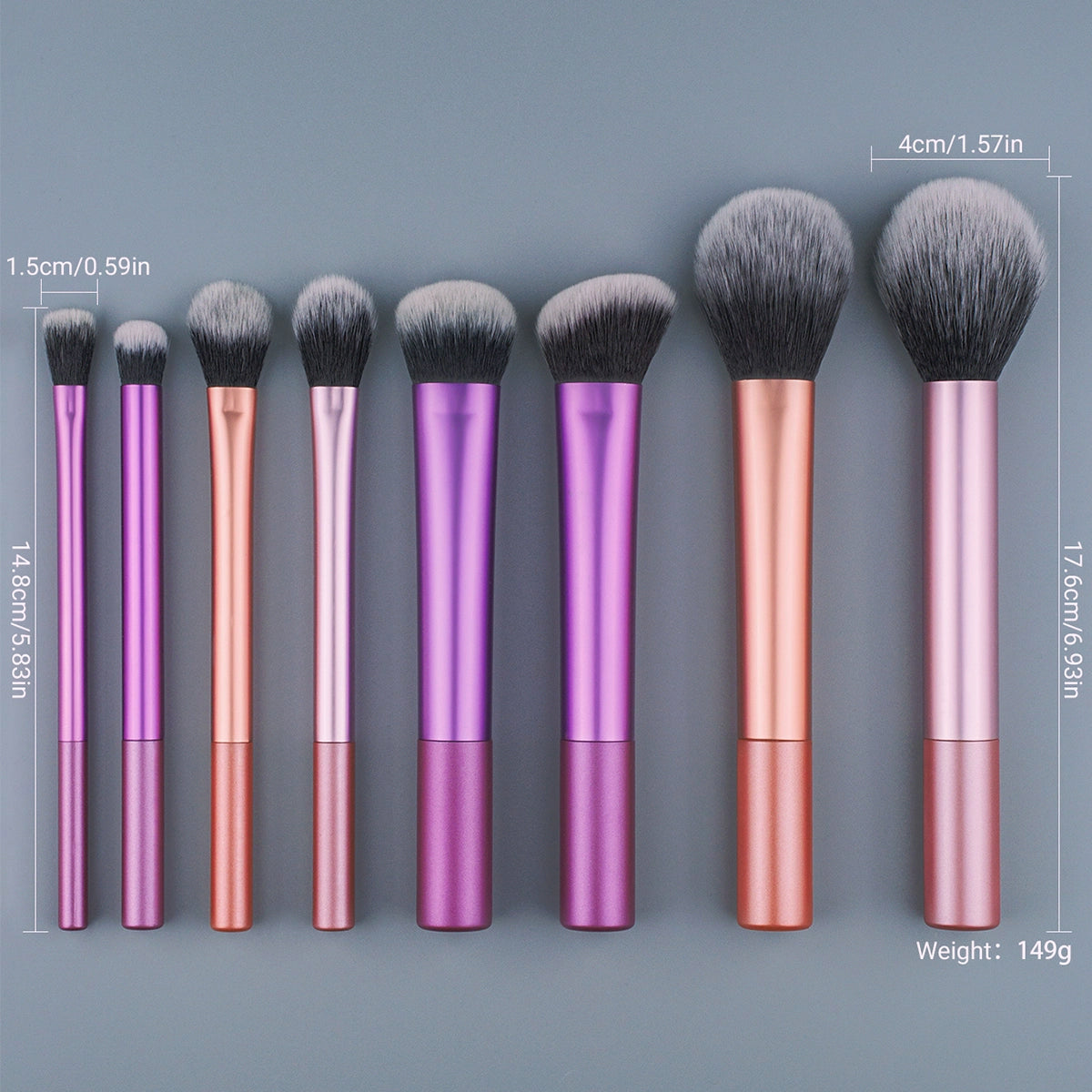 Kit 8 Pincéis Maquiagem Profissional com Estojo