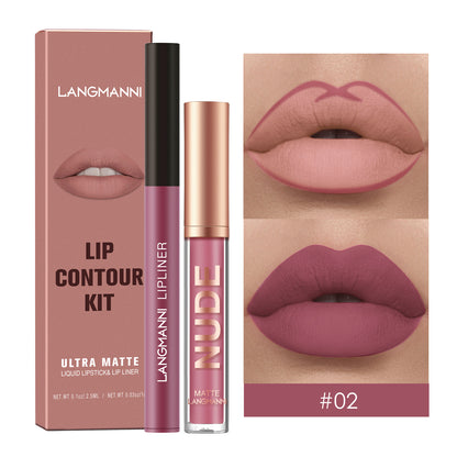 Kit Gloss e Lapis Labial Efeito Matte Langmanni