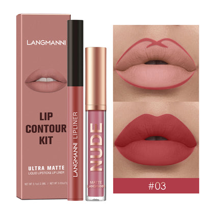 Kit Gloss e Lapis Labial Efeito Matte Langmanni
