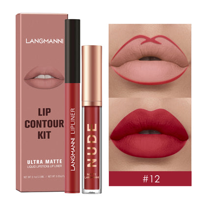 Kit Gloss e Lapis Labial Efeito Matte Langmanni
