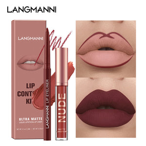 Kit Gloss e Lapis Labial Efeito Matte Langmanni