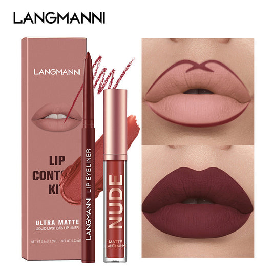 Kit Gloss e Lapis Labial Efeito Matte Langmanni