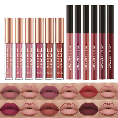 Kit Gloss e Lapis Labial Efeito Matte Langmanni
